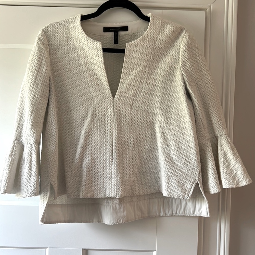 BCBG maxazria | valari knit off white crop top